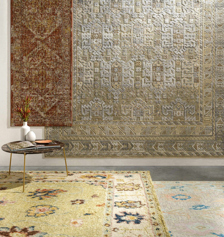 Naas Traditional Oushak Design Yellow Hand Knotted Area Rug - The Rug Decor