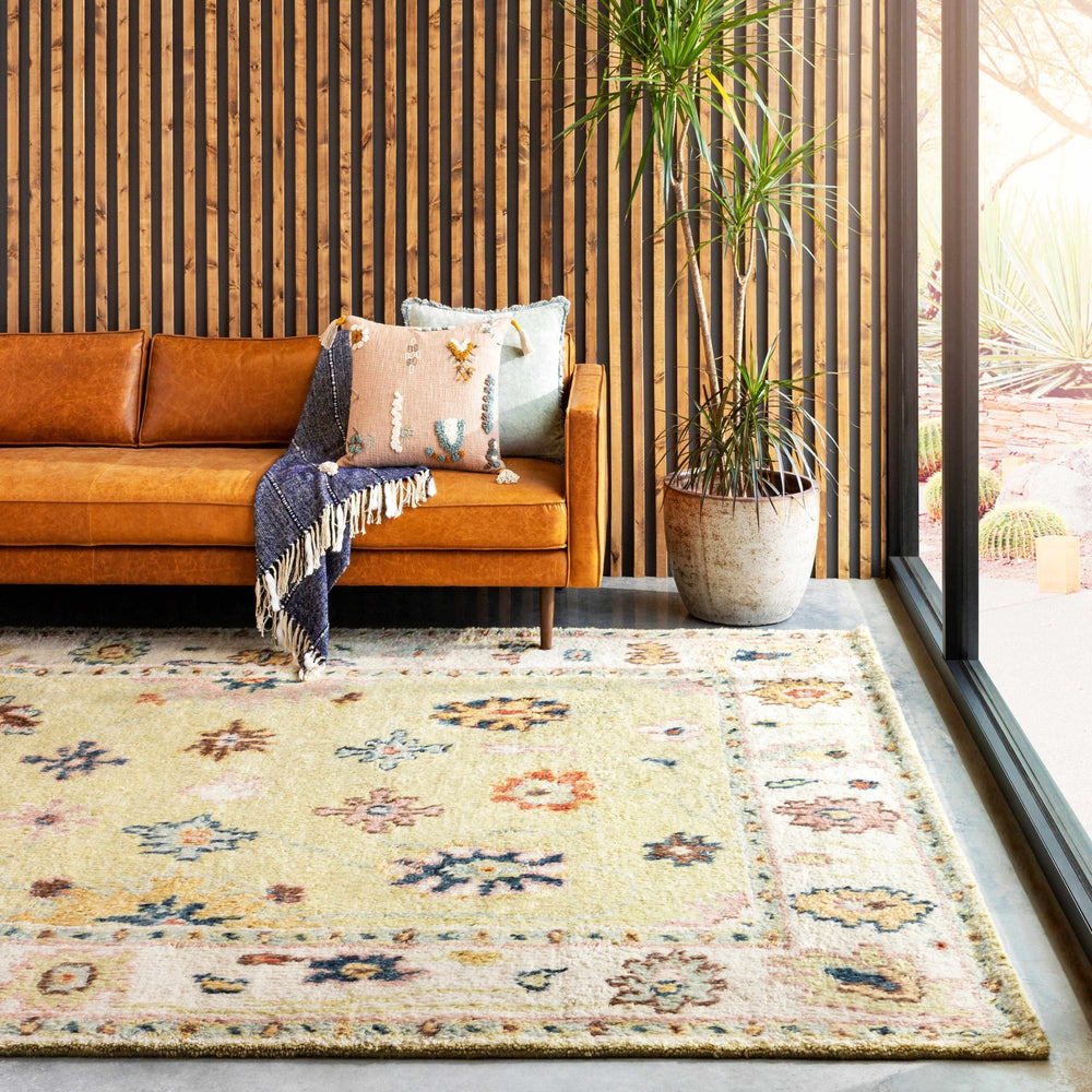 Naas Traditional Oushak Design Yellow Hand Knotted Area Rug - The Rug Decor