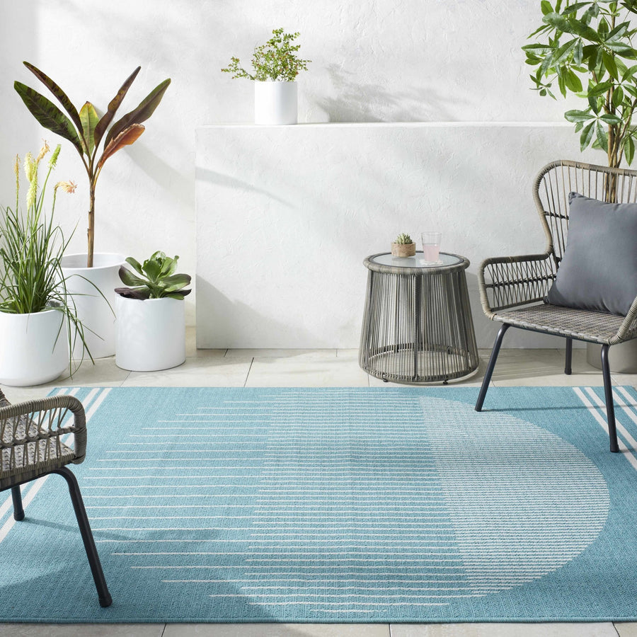 Nabil Contemporary Aqua And Ivory Rug - The Rug Decor