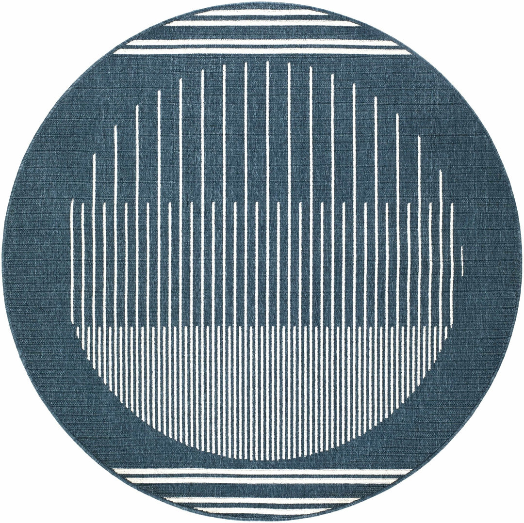 Nabil Contemporary Geometrical Blue And Ivory Area Rug - The Rug Decor