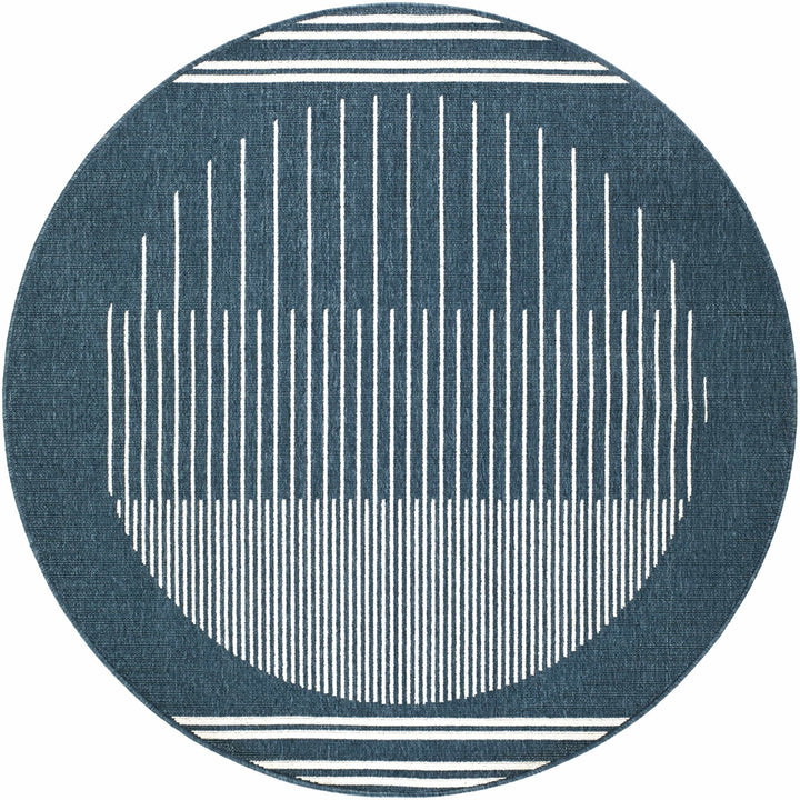 Nabil Contemporary Geometrical Blue And Ivory Area Rug - The Rug Decor