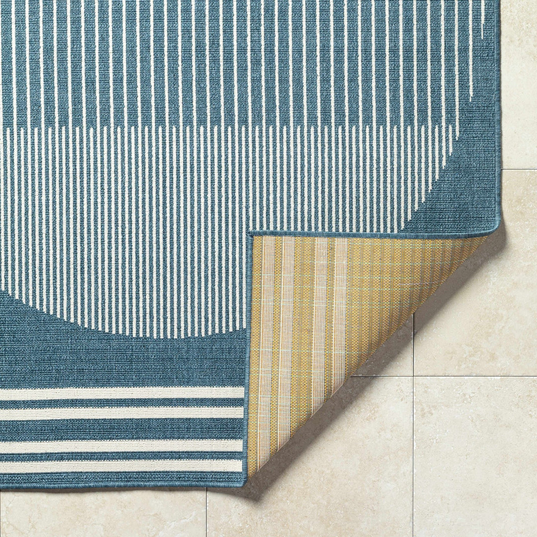 Nabil Contemporary Geometrical Blue And Ivory Area Rug - The Rug Decor