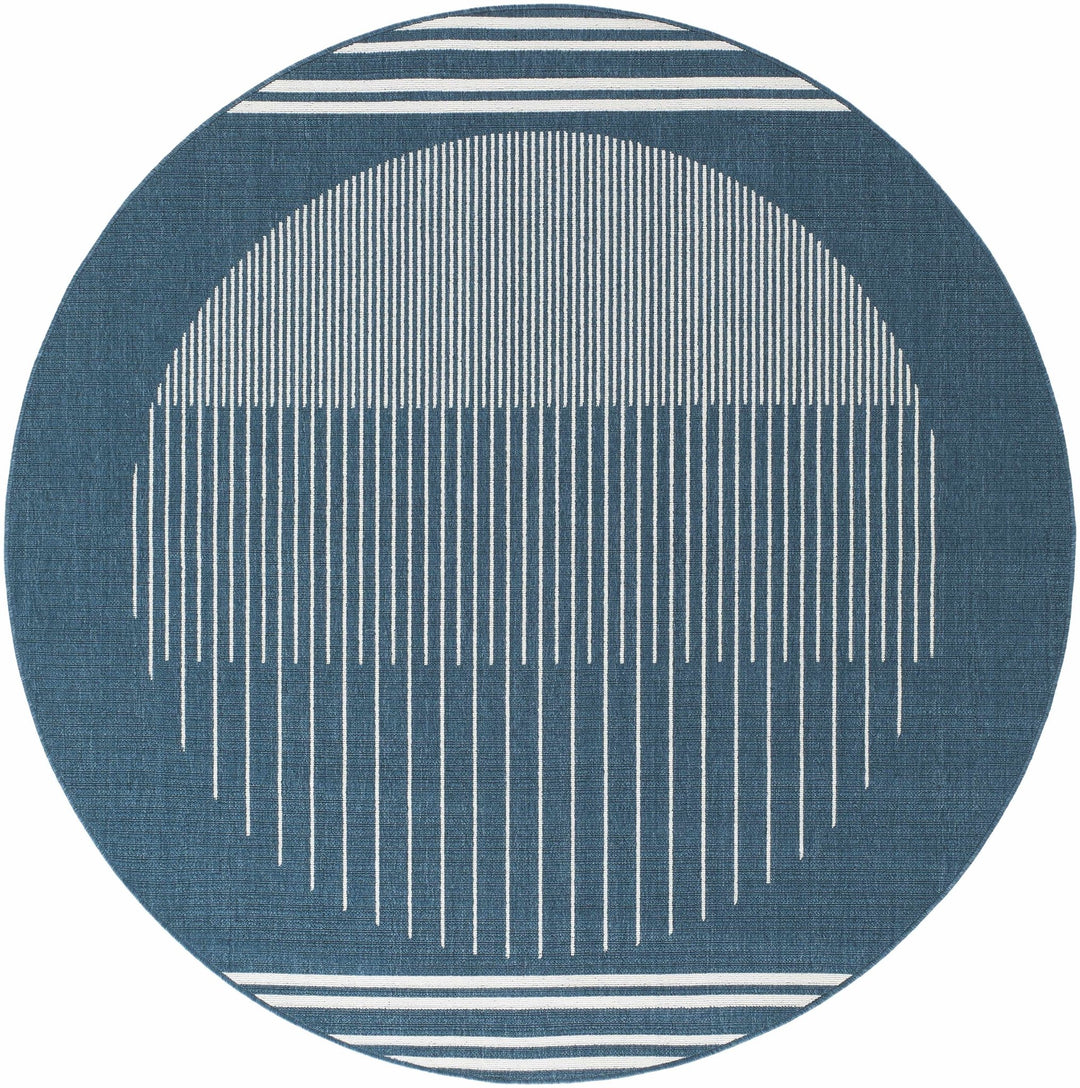 Nabil Contemporary Geometrical Blue And Ivory Area Rug - The Rug Decor