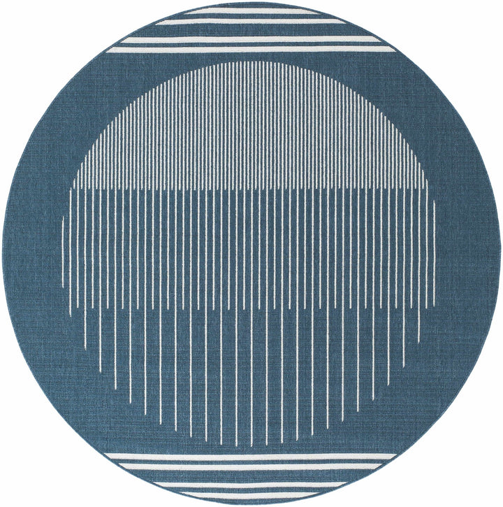 Nabil Contemporary Geometrical Blue And Ivory Area Rug - The Rug Decor