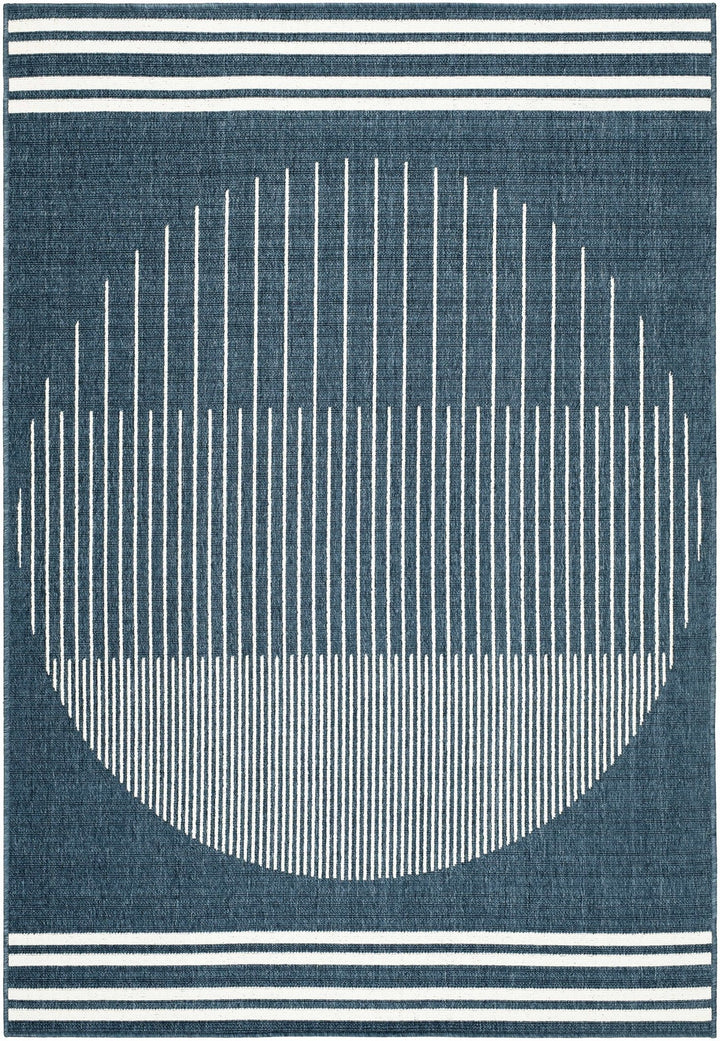 Nabil Contemporary Geometrical Blue And Ivory Area Rug - The Rug Decor