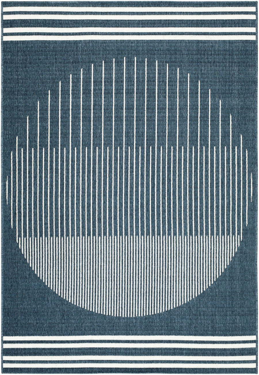 Nabil Contemporary Geometrical Blue And Ivory Area Rug - The Rug Decor