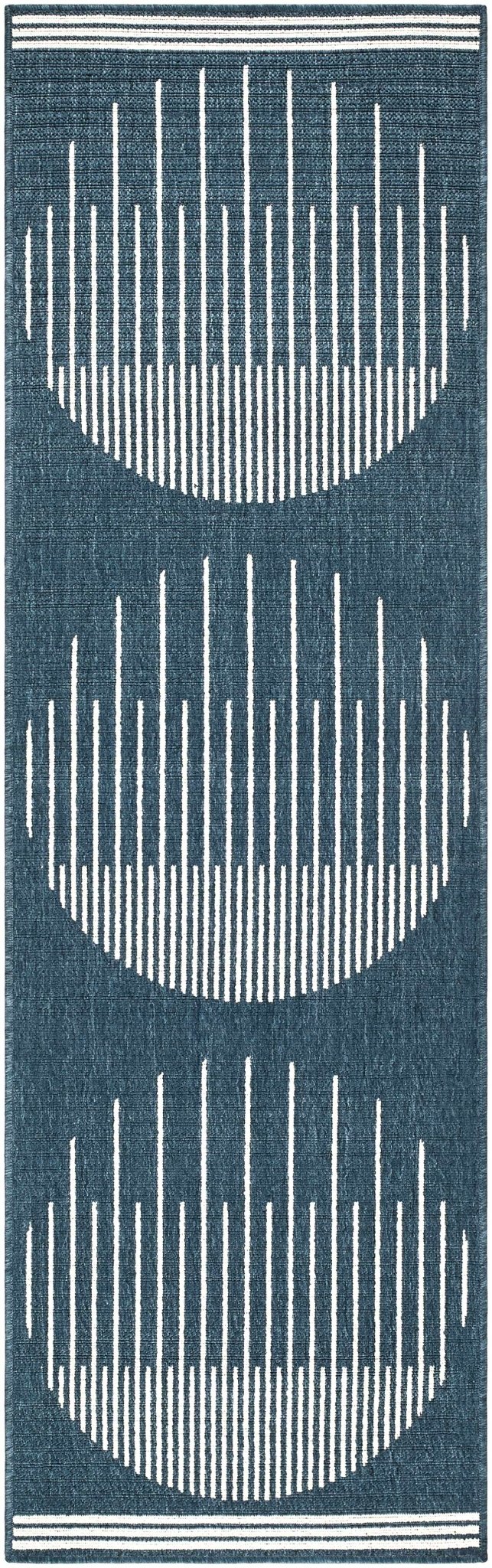 Nabil Contemporary Geometrical Blue And Ivory Area Rug - The Rug Decor
