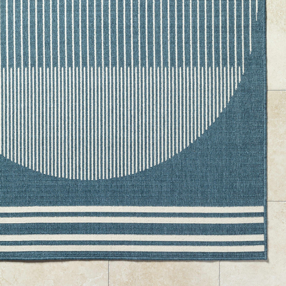 Nabil Contemporary Geometrical Blue And Ivory Area Rug - The Rug Decor