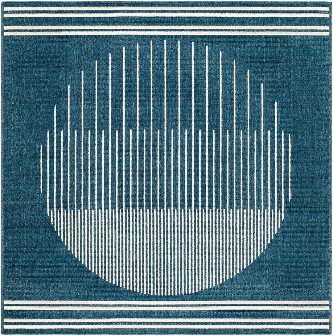 Nabil Contemporary Geometrical Blue And Ivory Area Rug - The Rug Decor
