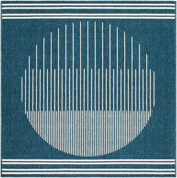 Nabil Contemporary Geometrical Blue And Ivory Area Rug - The Rug Decor