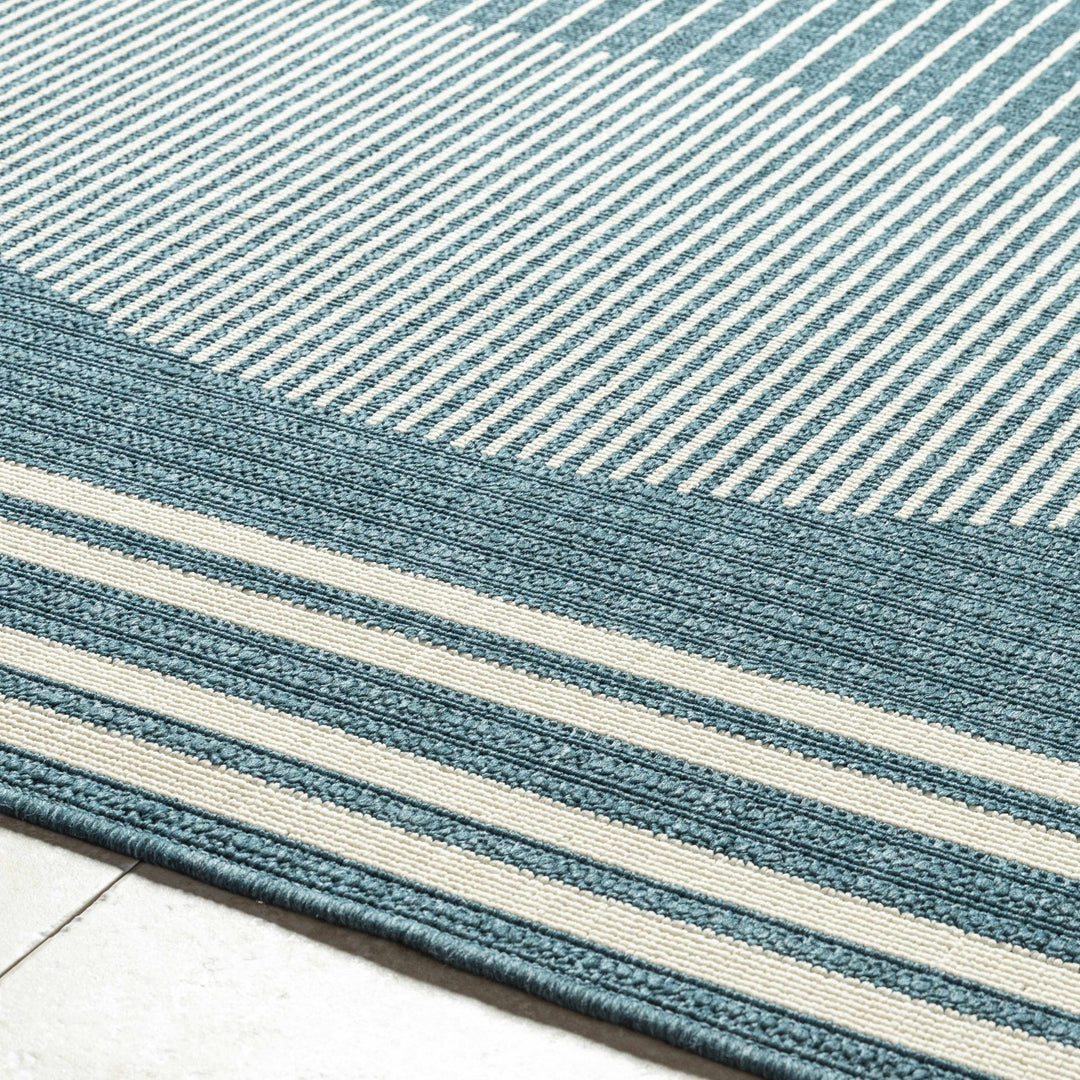 Nabil Contemporary Geometrical Blue And Ivory Area Rug - The Rug Decor