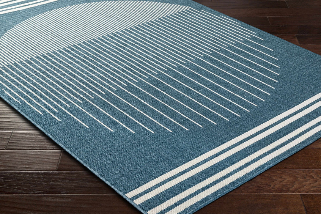 Nabil Contemporary Geometrical Blue And Ivory Area Rug - The Rug Decor