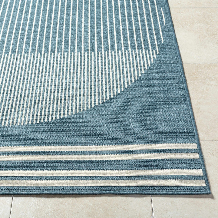 Nabil Contemporary Geometrical Blue And Ivory Area Rug - The Rug Decor