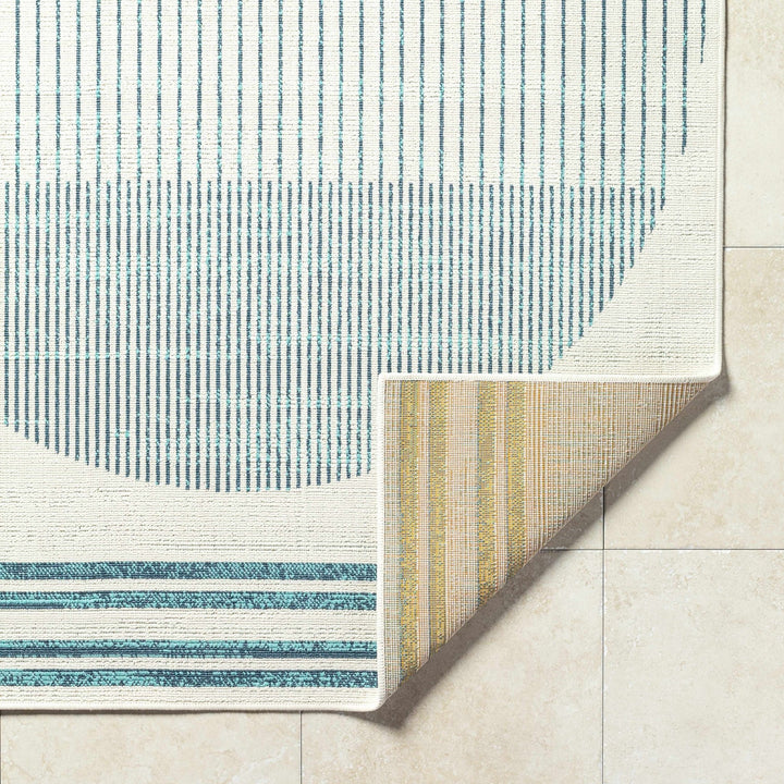 Nabil Contemporary Ivory And Teal Geometrical Rug - The Rug Decor