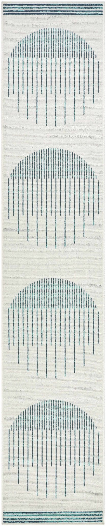 Nabil Contemporary Ivory And Teal Geometrical Rug - The Rug Decor