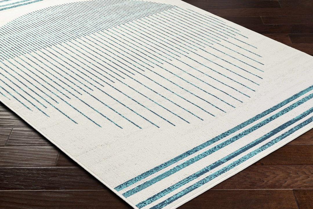 Nabil Contemporary Ivory And Teal Geometrical Rug - The Rug Decor
