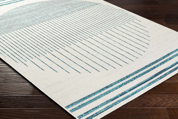 Nabil Contemporary Ivory And Teal Geometrical Rug - The Rug Decor