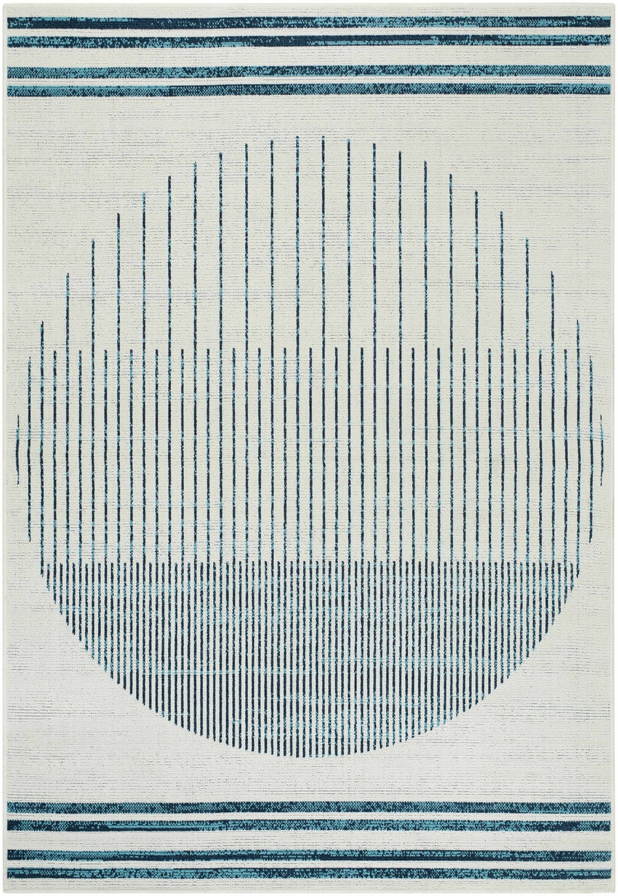 Nabil Contemporary Ivory And Teal Geometrical Rug - The Rug Decor
