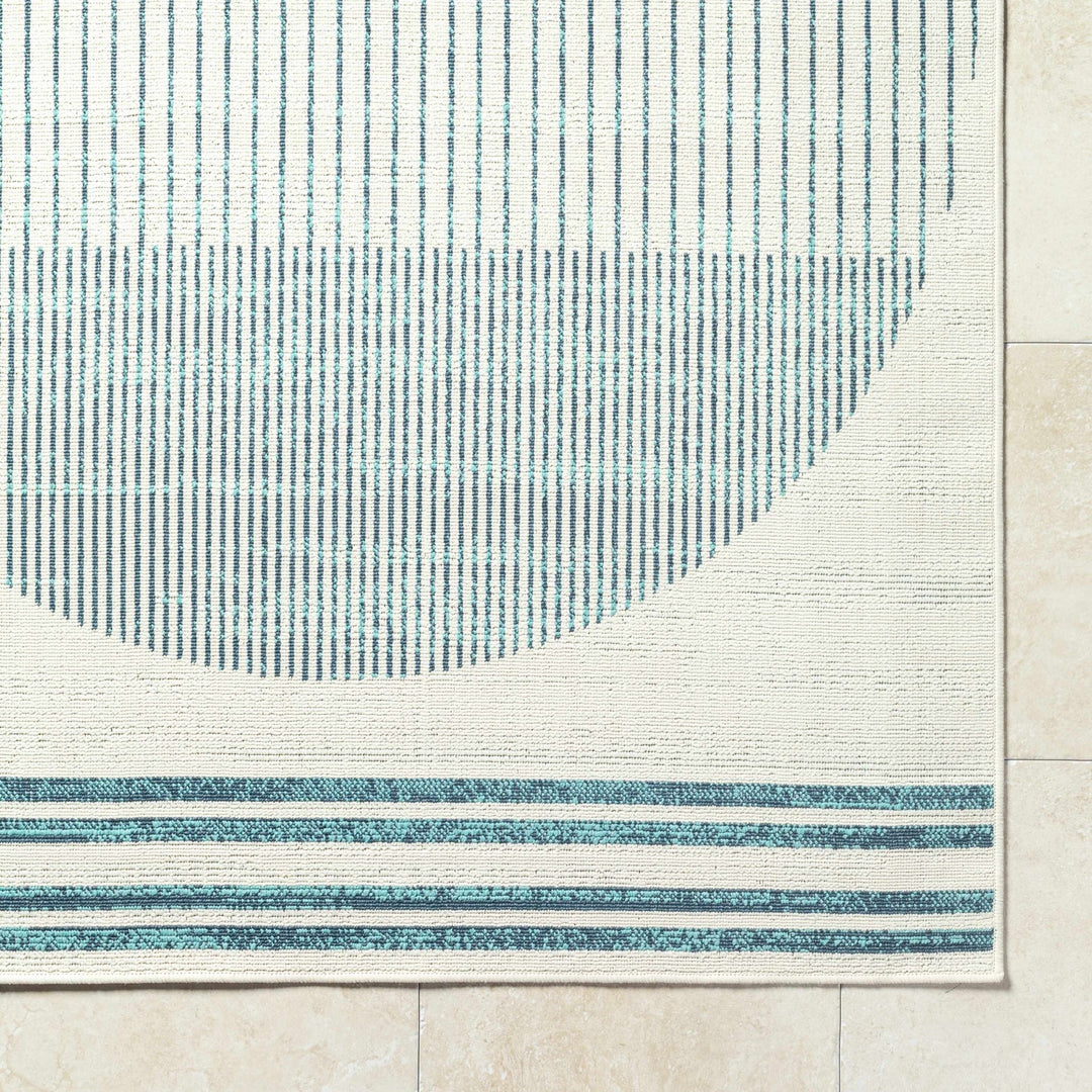 Nabil Contemporary Ivory And Teal Geometrical Rug - The Rug Decor
