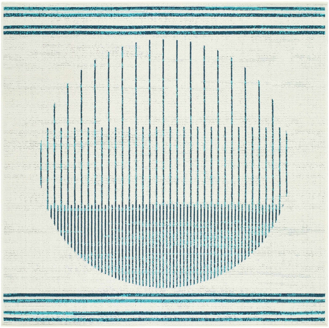 Nabil Contemporary Ivory And Teal Geometrical Rug - The Rug Decor