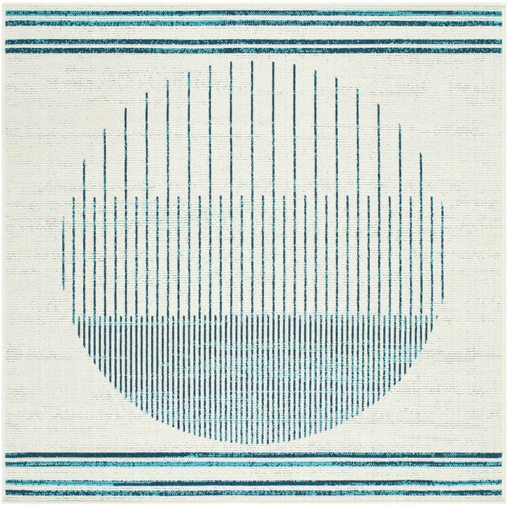 Nabil Contemporary Ivory And Teal Geometrical Rug - The Rug Decor