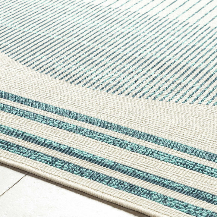 Nabil Contemporary Ivory And Teal Geometrical Rug - The Rug Decor