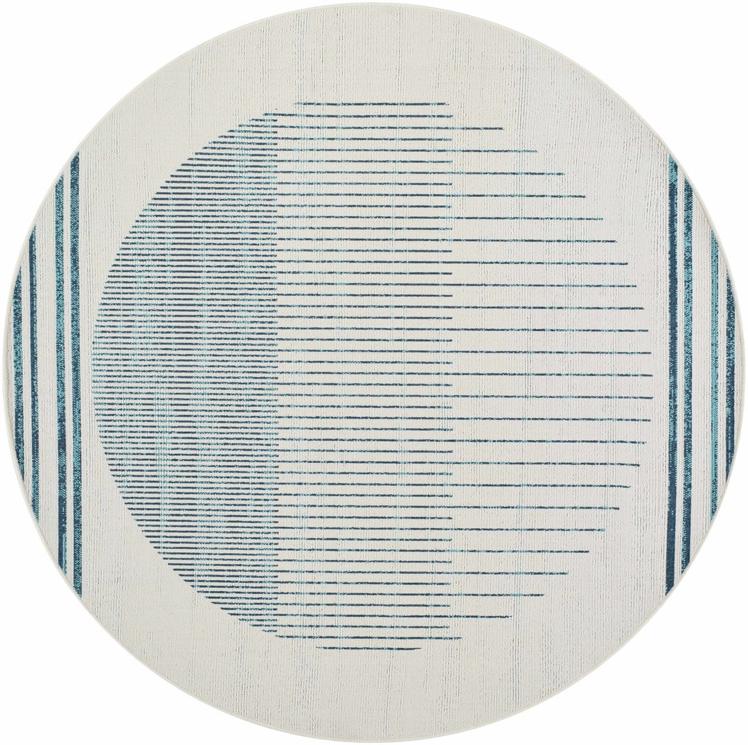 Nabil Contemporary Ivory And Teal Geometrical Rug - The Rug Decor