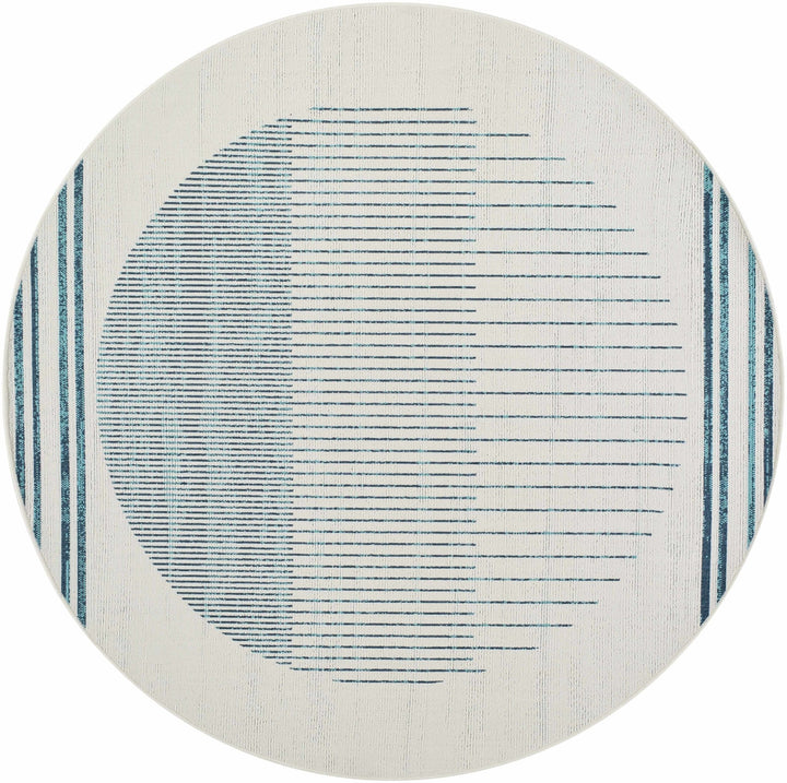 Nabil Contemporary Ivory And Teal Geometrical Rug - The Rug Decor