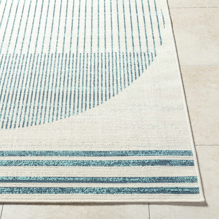 Nabil Contemporary Ivory And Teal Geometrical Rug - The Rug Decor