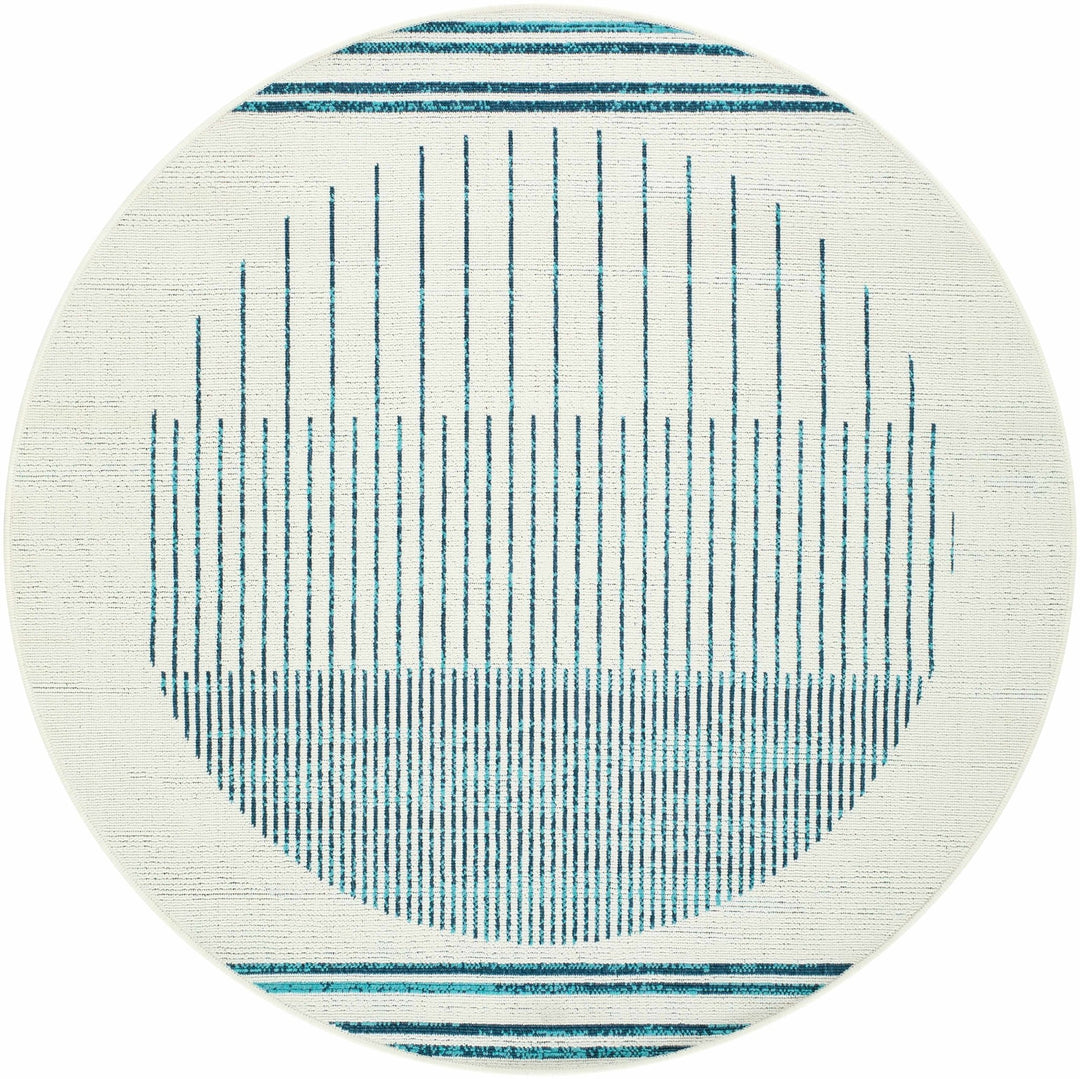 Nabil Contemporary Ivory And Teal Geometrical Rug - The Rug Decor