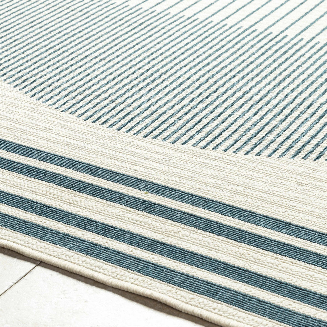 Nabil Modern Geometric Design Blue And Ivory Rug - The Rug Decor