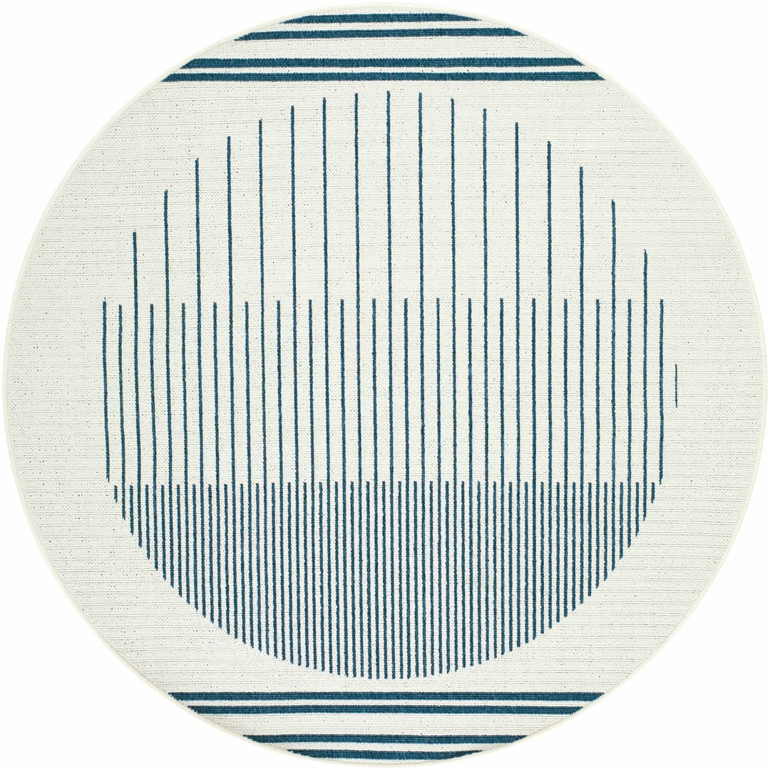 Nabil Modern Geometric Design Blue And Ivory Rug - The Rug Decor