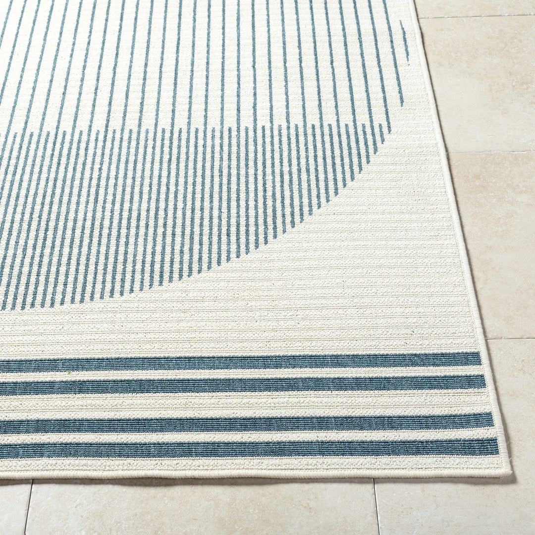 Nabil Modern Geometric Design Blue And Ivory Rug - The Rug Decor