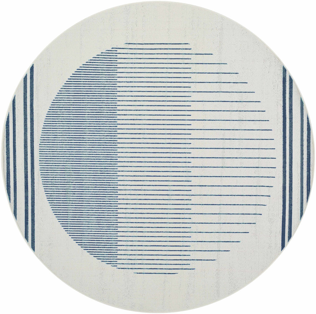 Nabil Modern Geometric Design Blue And Ivory Rug - The Rug Decor