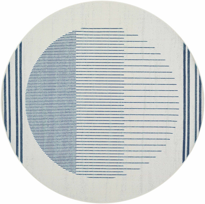 Nabil Modern Geometric Design Blue And Ivory Rug - The Rug Decor