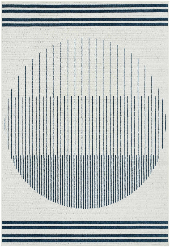 Nabil Modern Geometric Design Blue And Ivory Rug - The Rug Decor