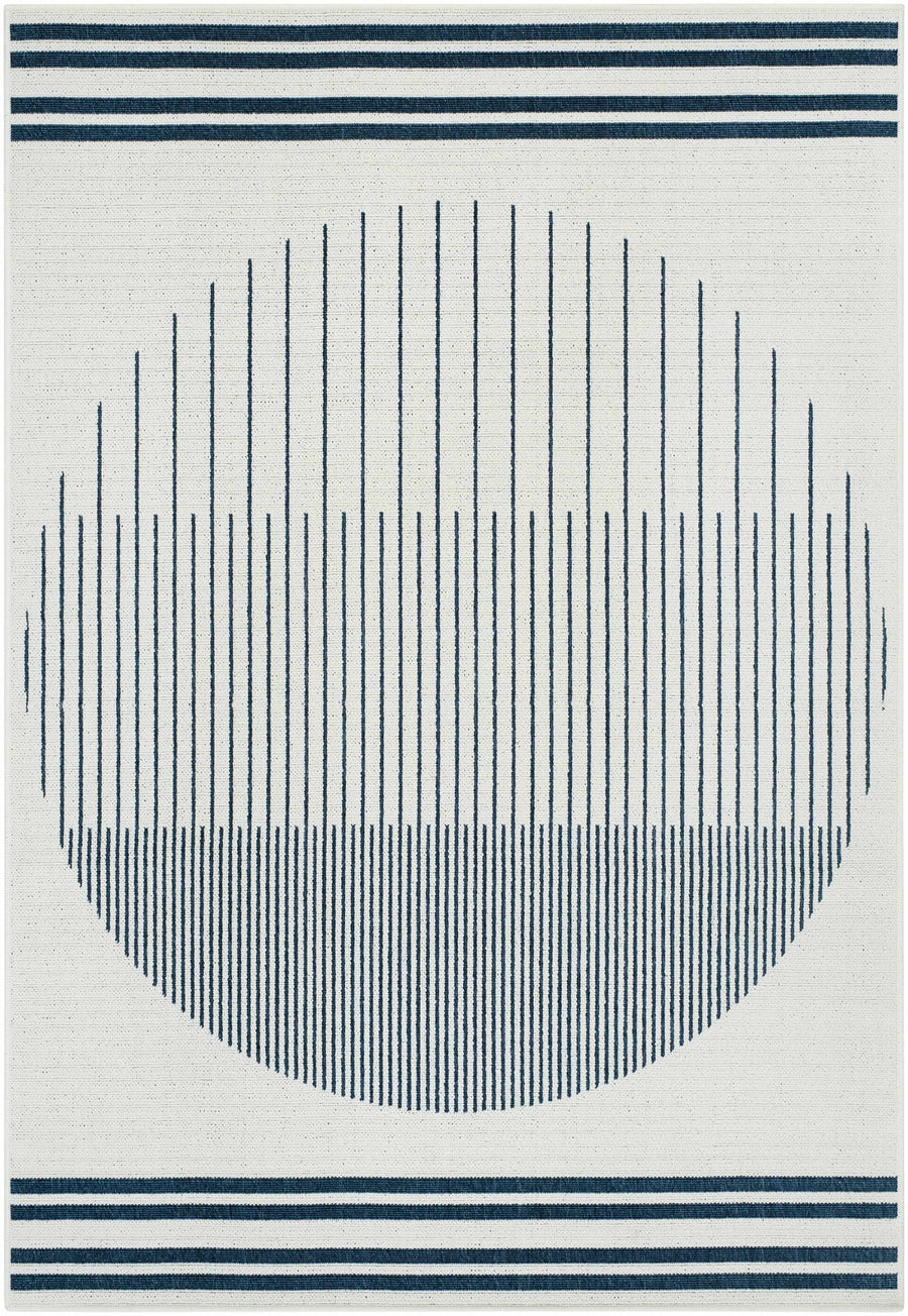 Nabil Modern Geometric Design Blue And Ivory Rug - The Rug Decor