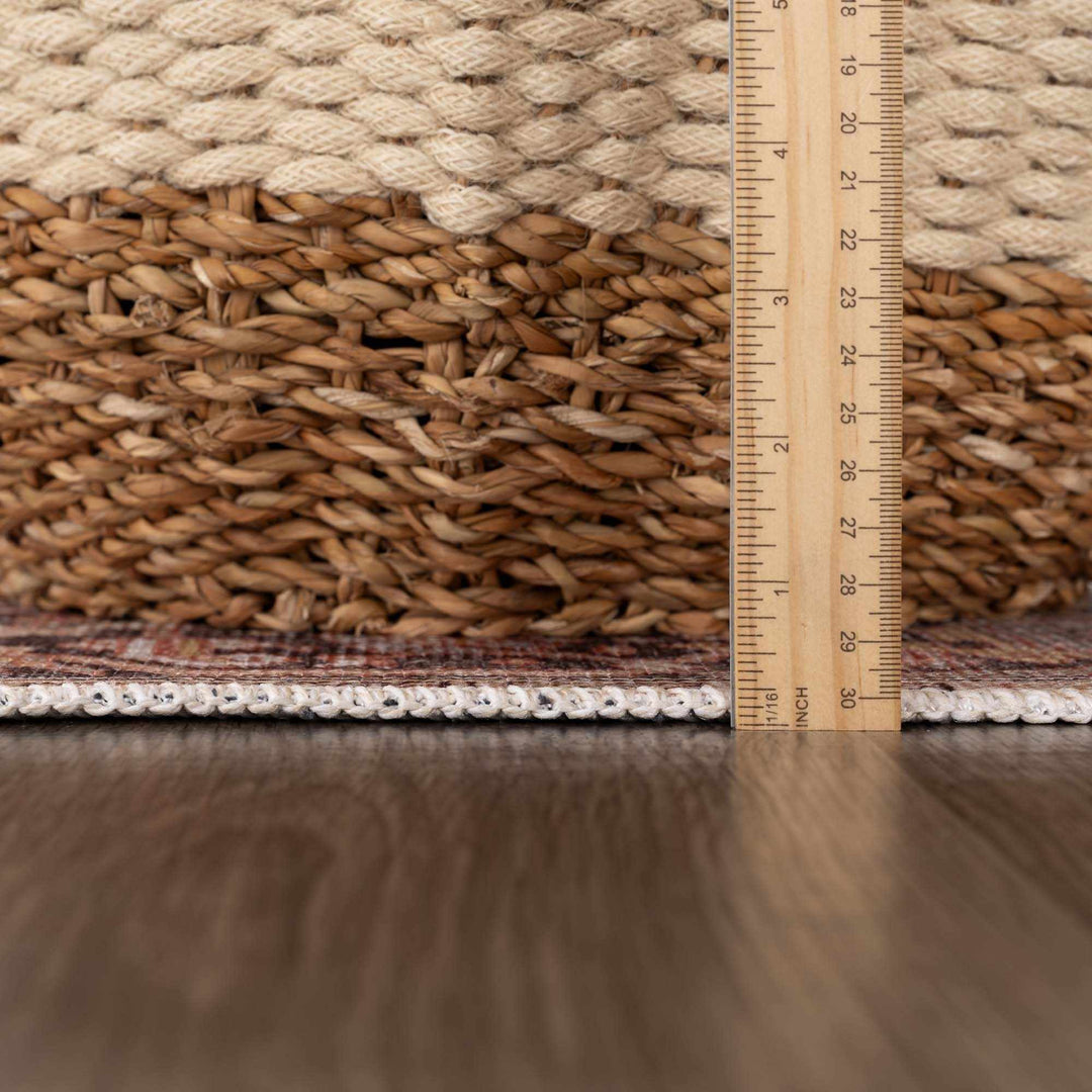 Nadia Peach And Brown Traditional Medallion Design Area Rug - The Rug Decor