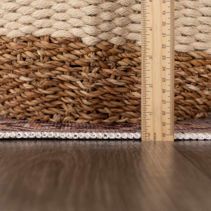 Nadia Peach And Brown Traditional Medallion Design Area Rug - The Rug Decor