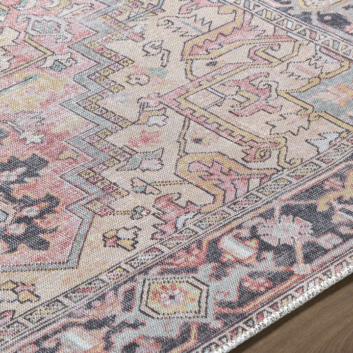 Nadia Peach And Brown Traditional Medallion Design Area Rug - The Rug Decor