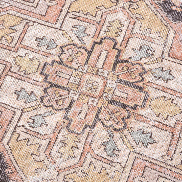 Nadia Peach And Brown Traditional Medallion Design Area Rug - The Rug Decor
