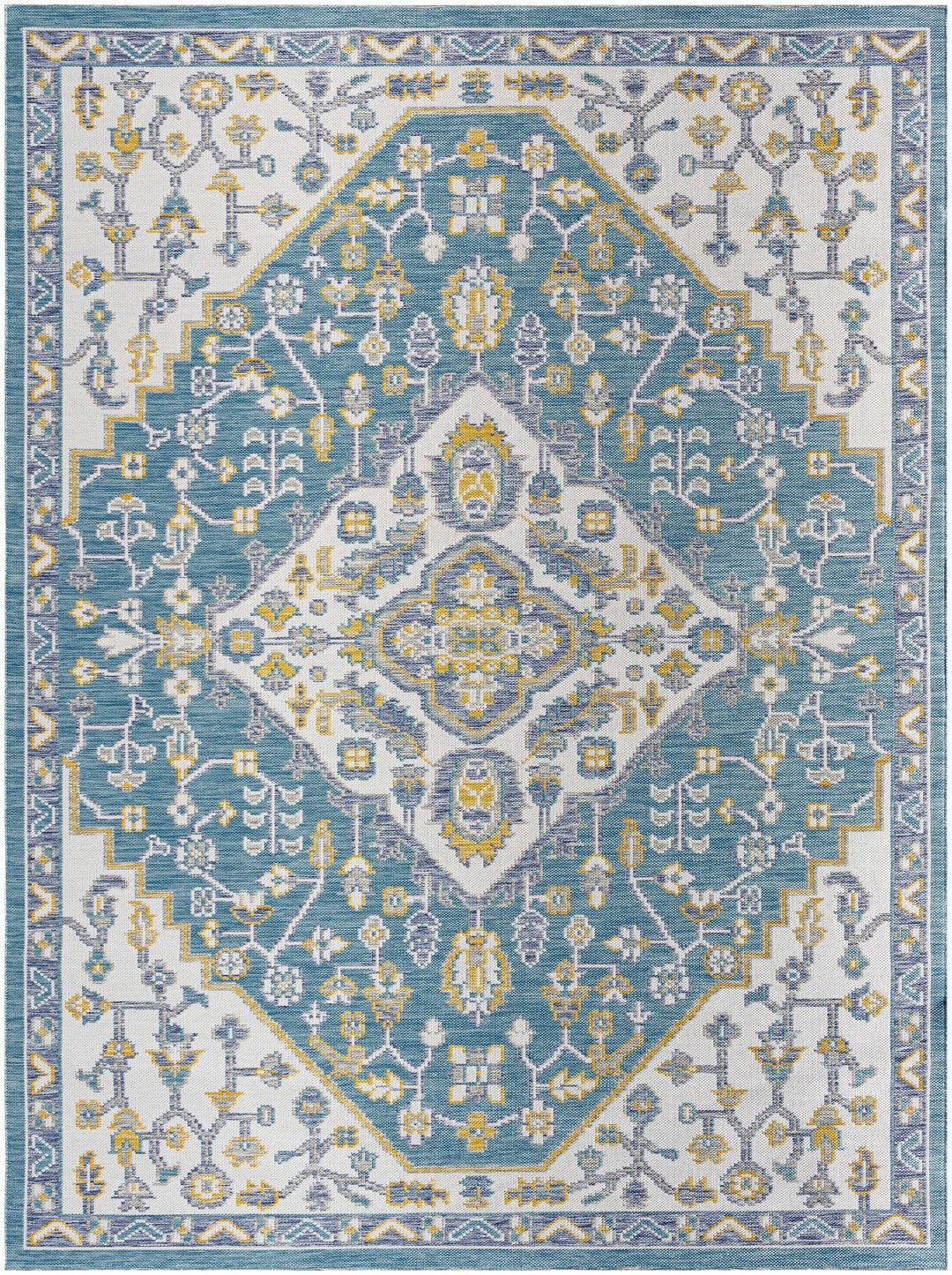 Nahla Traditional Teal And Gray Area Rug - The Rug Decor