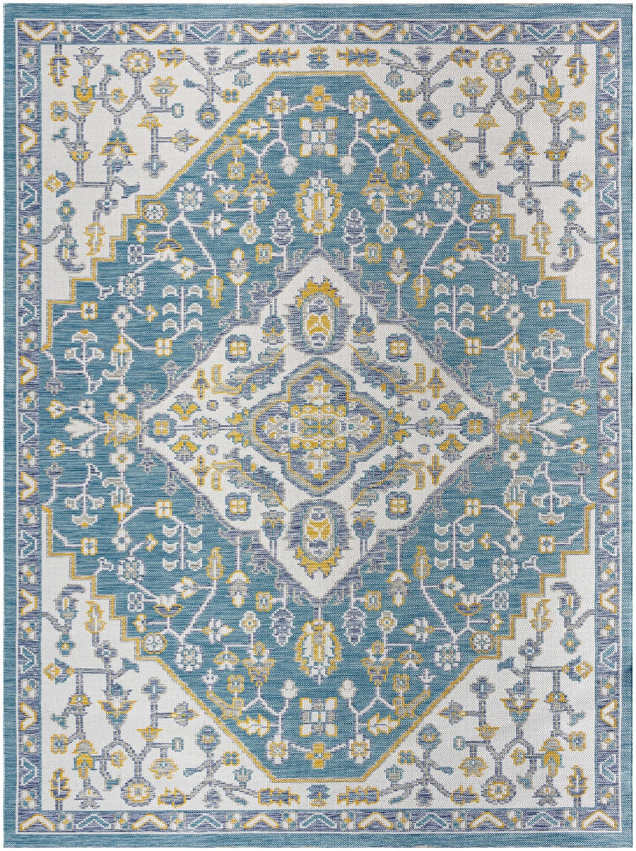 Nahla Traditional Teal And Gray Area Rug - The Rug Decor