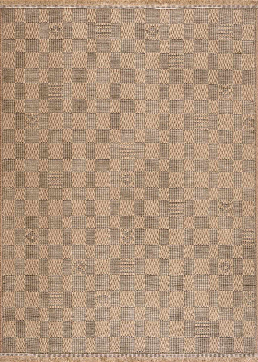 Nairi Modern Checkered Pattern Brown Washable Jute Rug - The Rug Decor
