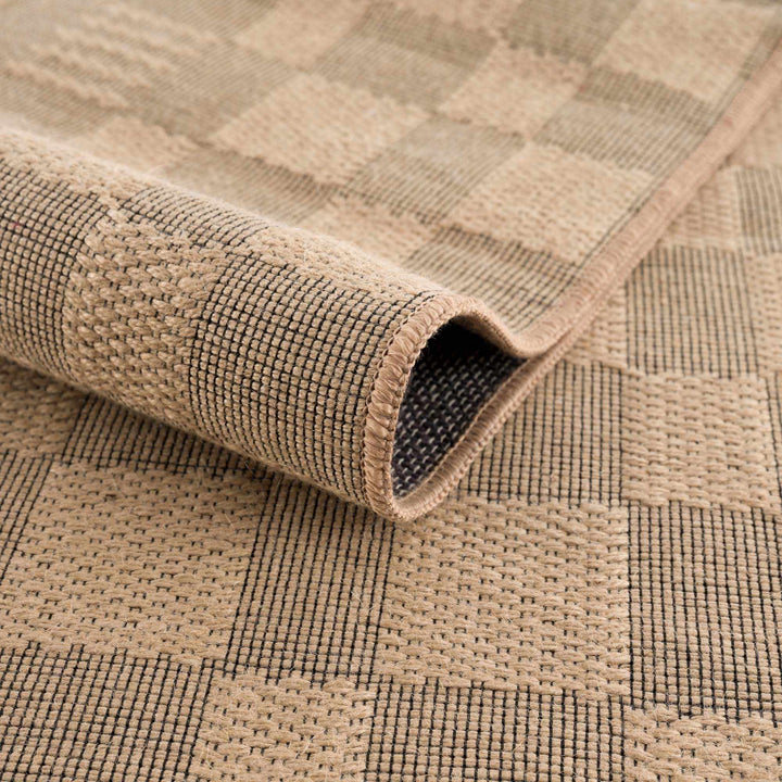Nairi Modern Checkered Pattern Brown Washable Jute Rug - The Rug Decor
