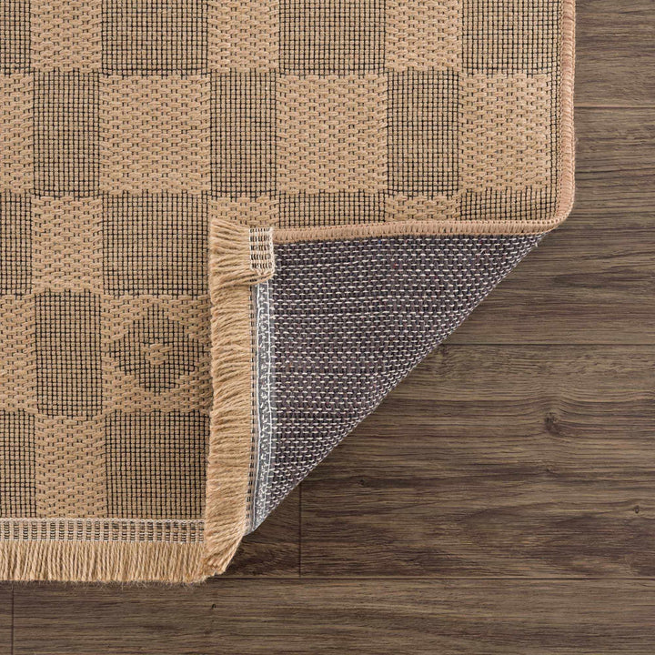 Nairi Modern Checkered Pattern Brown Washable Jute Rug - The Rug Decor