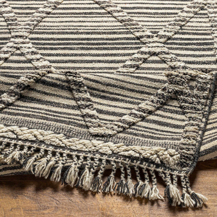 Nairobi Modern Geometrical Ivory And Charcoal Hand Knotted Rug - The Rug Decor