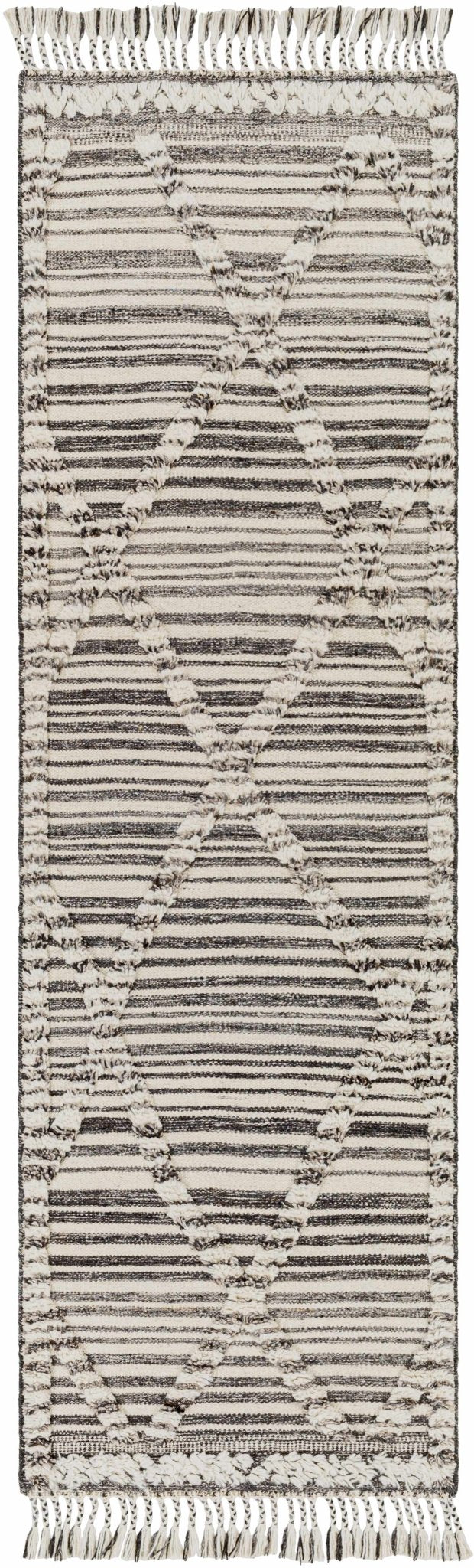 Nairobi Modern Geometrical Ivory And Charcoal Hand Knotted Rug - The Rug Decor