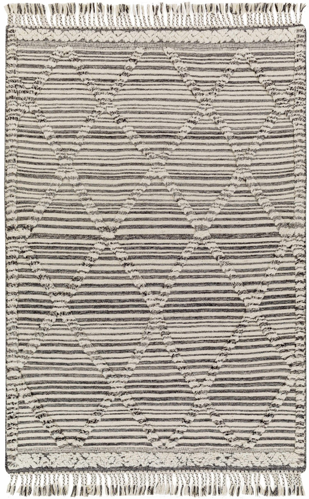 Nairobi Modern Geometrical Ivory And Charcoal Hand Knotted Rug - The Rug Decor