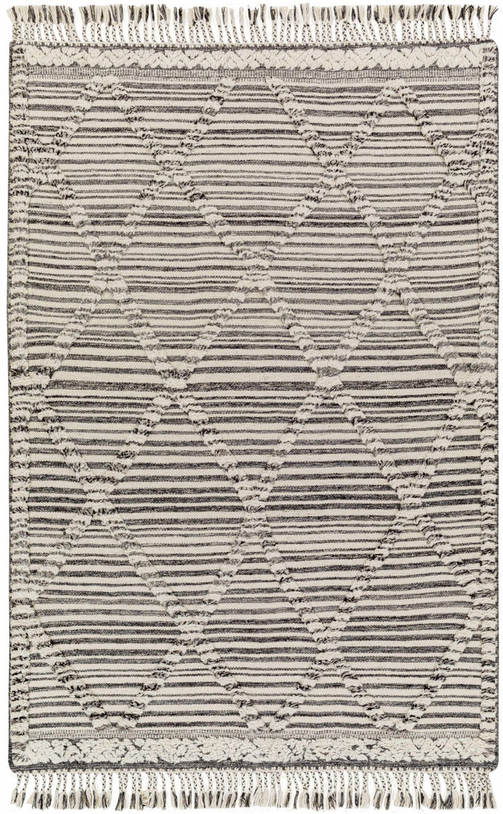 Nairobi Modern Geometrical Ivory And Charcoal Hand Knotted Rug - The Rug Decor
